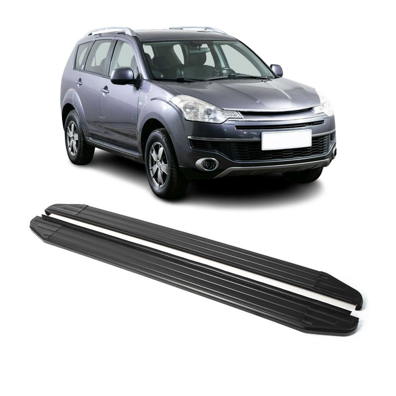 Marchepieds Latéraux pour Citroen C-Crosser 2007-2013 en Aluminium Noir 2Pcs