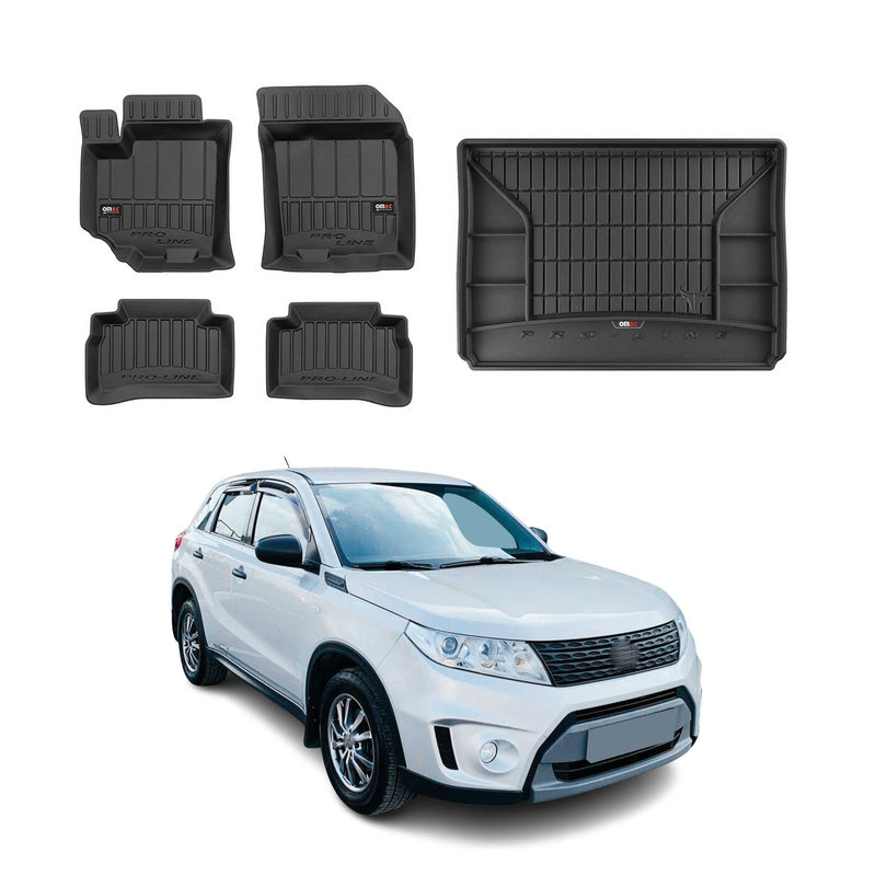 Kit Tapis de Sol et Coffre pour Suzuki Vitara 2014-2022 TPE Noir