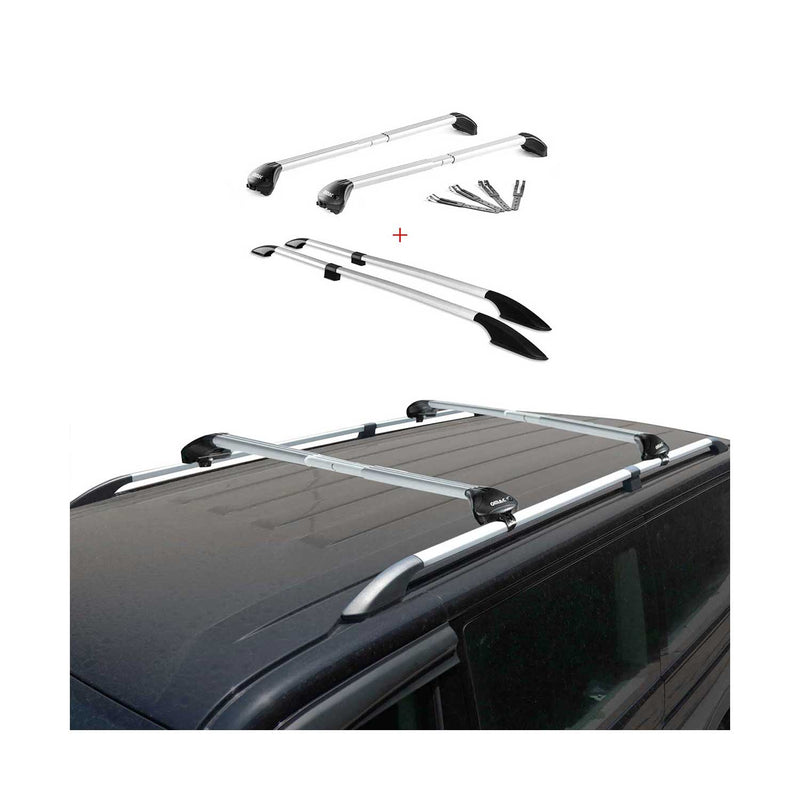 KIT Barres de toit trans+long pour Fiat Doblo Maxi 2010-2021 Alu Gris