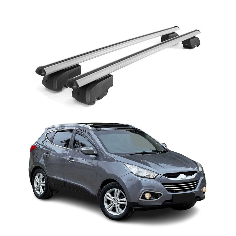 Barres de toit Transversales pour Hyundai IX35 2010-2015 Aluminium Gris ABE