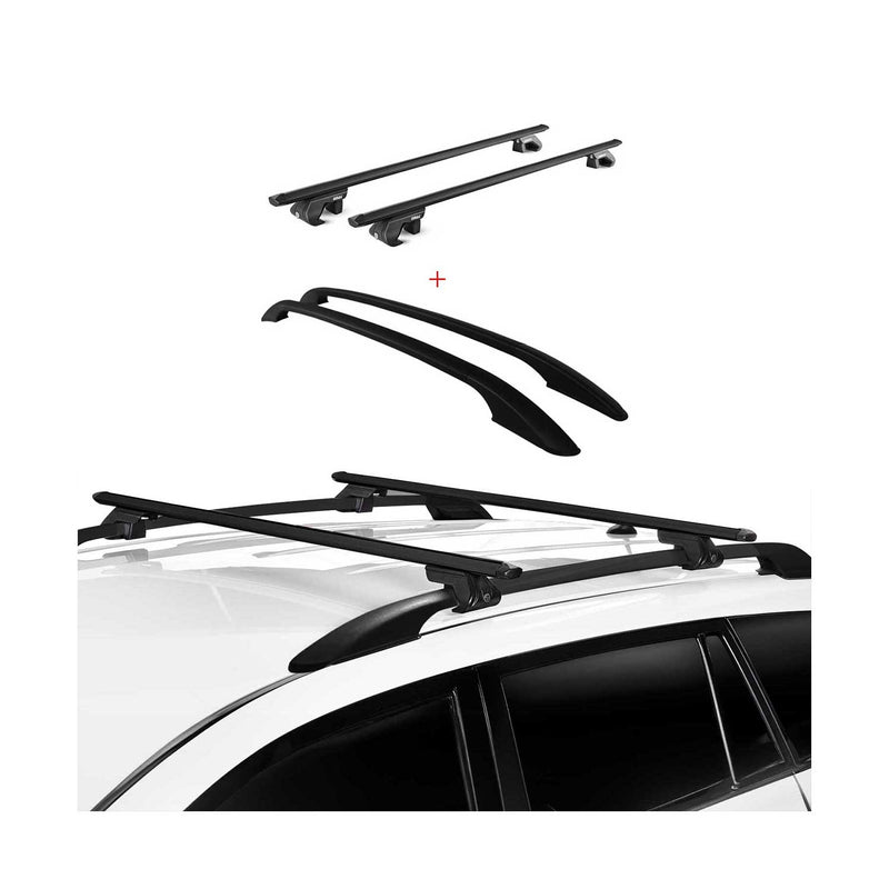KIT Barres de toit trans+long pour Ford Kuga 2012-2019 Alu Noir
