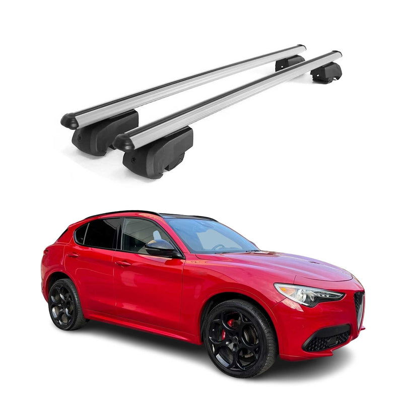 Barres de toit transversales pour Alfa Romeo Stelvio 2016-2024 Alu Gris 2Pcs