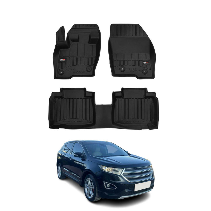 OMAC Tapis de sol en caoutchouc pour Ford Edge 2014-2023 Noir Premium