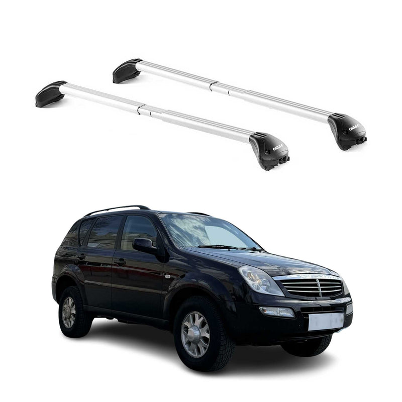 Barres de toit pour Ssangyong Rexton I 2001-2006 Gris Argenté 2 pièces ABE