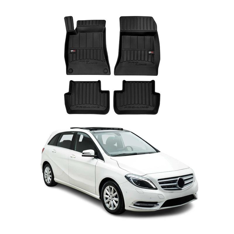 OMAC Tapis de sol en caoutchouc pour Mercedes Classe B 2011-2018 Noir Premium