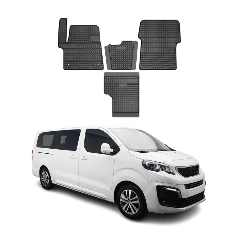 Tapis de Sol pour Peugeot Traveller 2016-2022 Noir Caoutchouc
