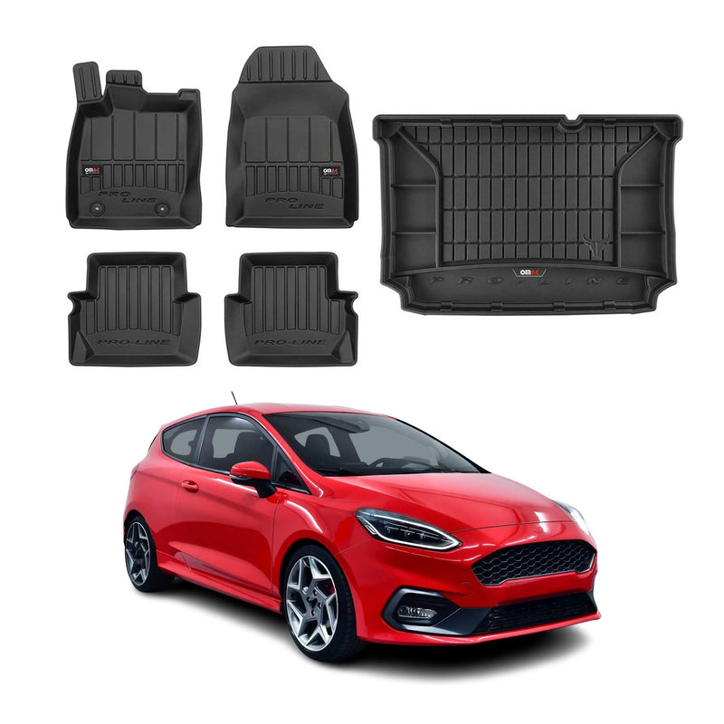Kit Tapis de Sol et Coffre pour Ford Fiesta 2017-2022 en Caoutchouc Noir