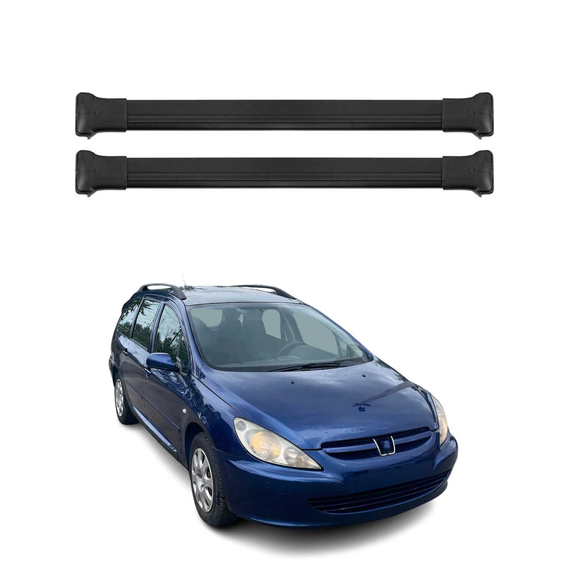 Barres de Toit transversales pour Peugeot 307 Break 2002-2008 Aluminium Noir 2x