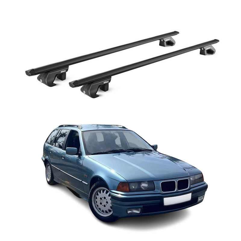 Barres de toit transversales pour BMW Serie 3 Break E36 E91 1994-2012 Noir ABE