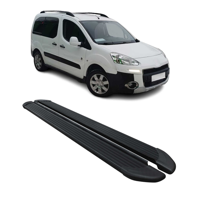 Marchepieds Latéraux pour Peugeot Partner Tepee 2008-2018 Noir Aluminium 2Pcs