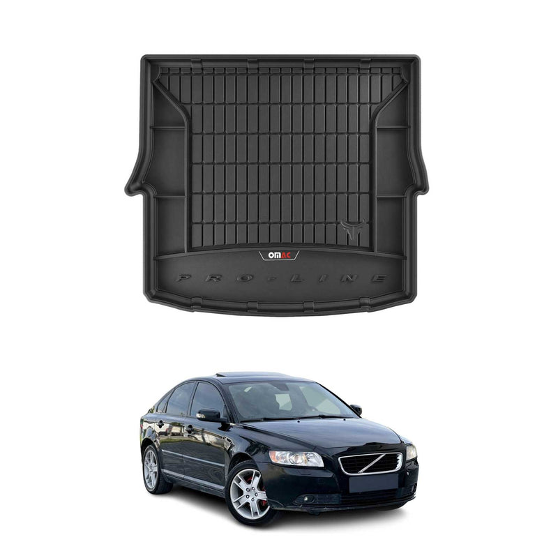 Tapis De Coffre pour Volvo S40 Berline 2004-2012 TPE Noir 1 Pcs