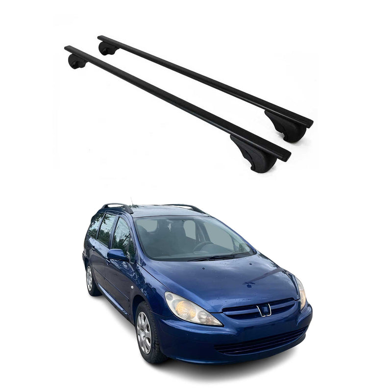 Barres de toit Transversales pour Peugeot 307 Break 2002-2008 Fer Noir