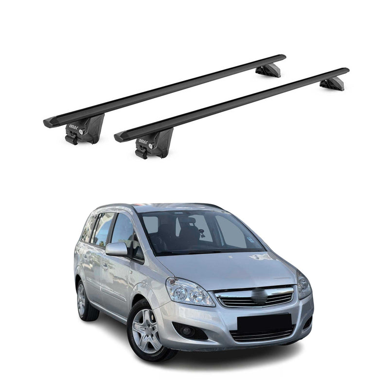 Barres de toit transversales pour Opel Zafira B 2007-2014 Alu Noir 2 pièces ABE