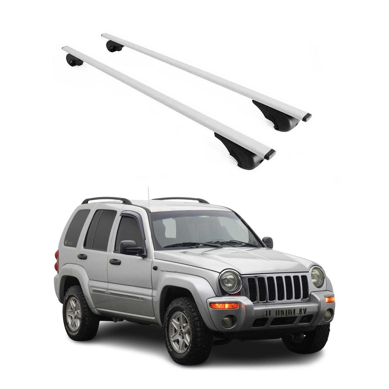Barres de toit Transversales pour Jeep Cherokee 2001-2007 Fer Argent