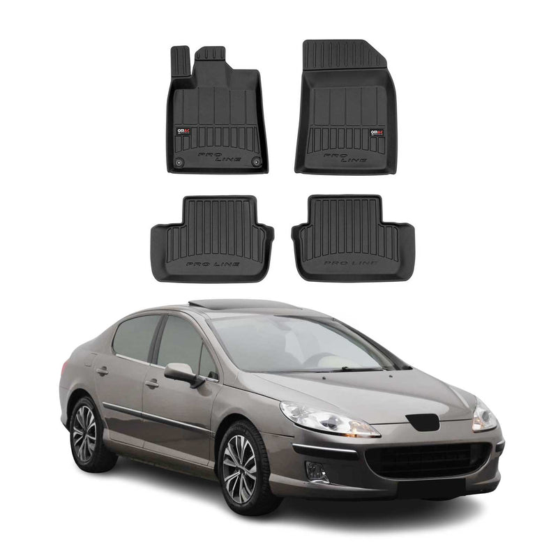 OMAC Tapis de sol caoutchouc pour Peugeot 407 Berline SW 2004-2011 Noir Premium
