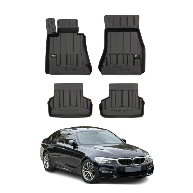OMAC Tapis de sol caoutchouc pour BMW Série 5 G30 G31 2017-2024 Noir Premium