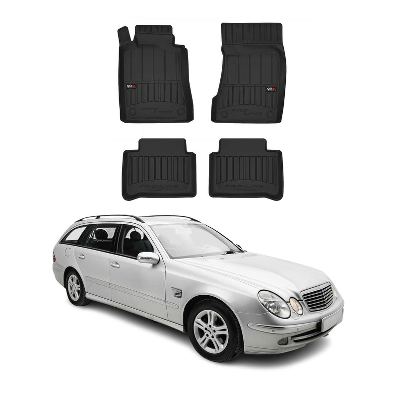 OMAC Tapis de sol en caoutchouc pour Mercedes Classe E 2003-09 Noir Premium