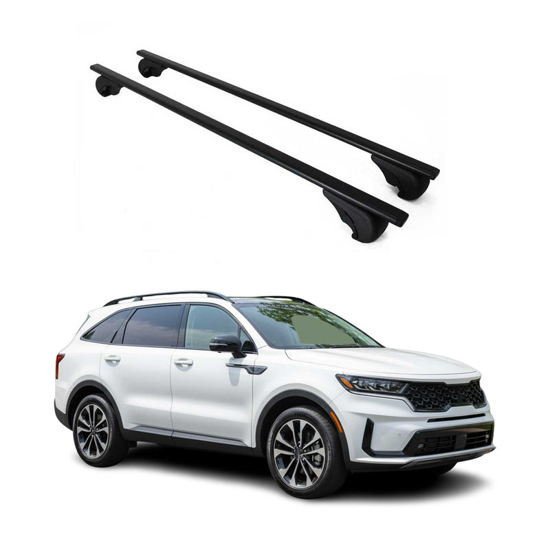 Barres de toit Transversales pour Kia Sorento MQ4 2020-2024 Fer Noir 2Pcs