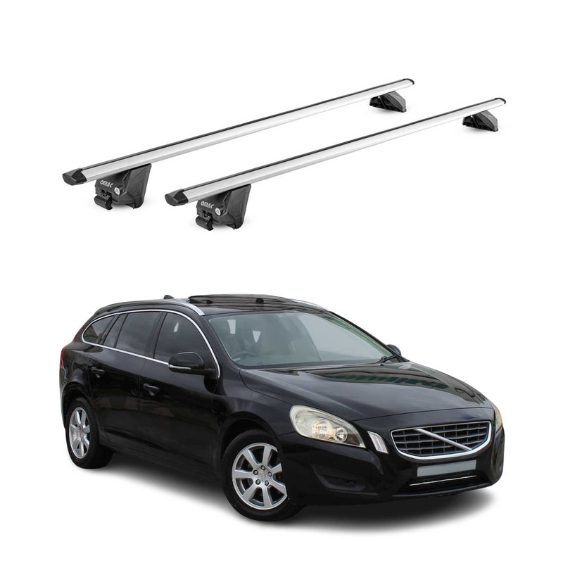 Barres de toit transversales pour Volvo V60/Cross Country 2010-2018 Alu Gris ABE