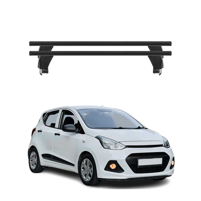 Menabo Barres de toit Transversales pour Hyundai i10 2013-2017 Noir ABE 2x