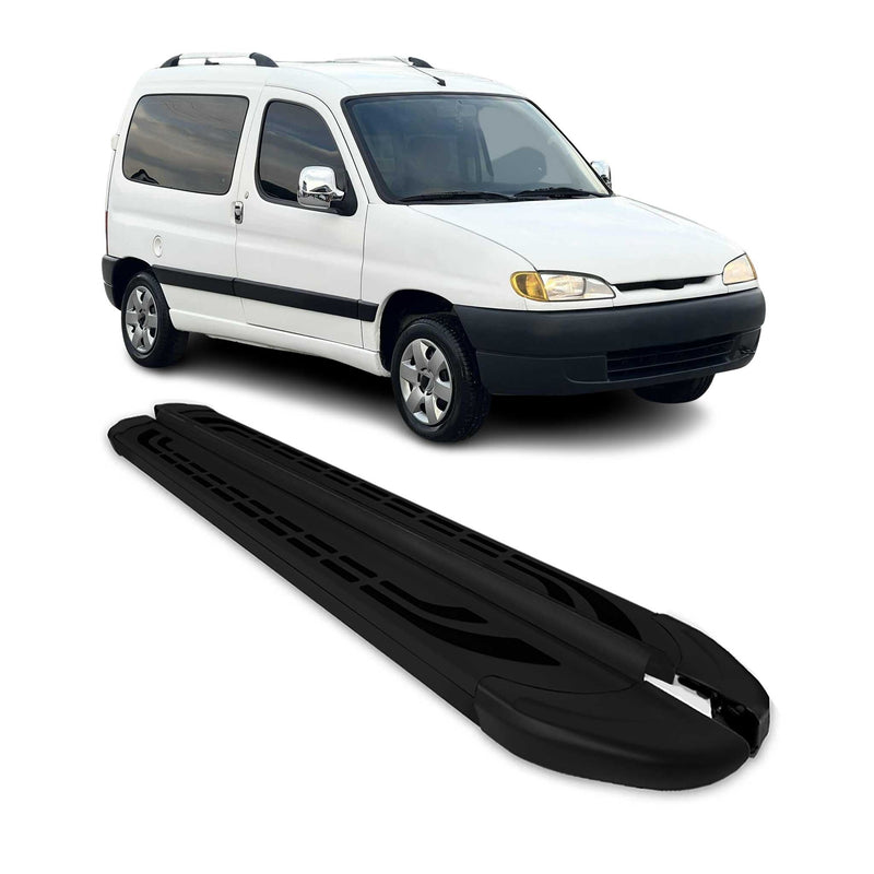Marchepieds Latéraux pédale pour Peugeot Partner 1996-2008 Aluminium Noir 2Pcs
