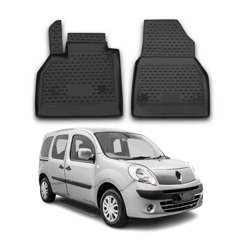 Tapis de Sol pour Renault Kangoo 2008-2021 1ère rangée Caoutchouc Noir