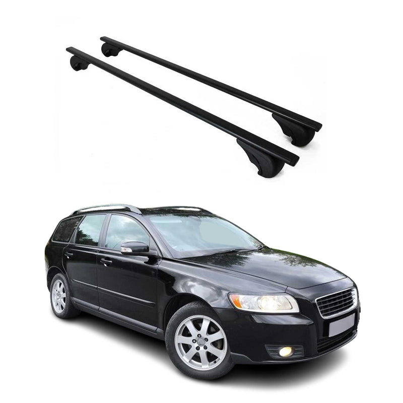 Barres de toit Transversales pour Volvo V50 2004-2012 Fer Noir