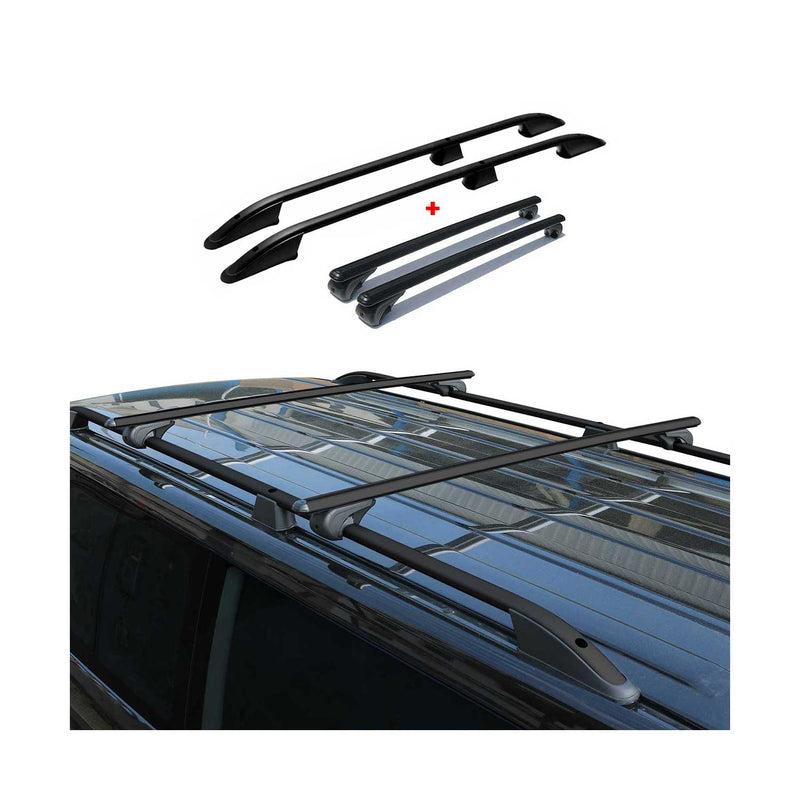 Kit Barres de toit pour Peugeot Partner 2018-2024 L1 Empattement Court Alu Noir