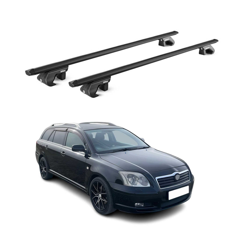 Barres de toit transversales pour Toyota Avensis Verso 2001-2006 Alu Noir 2x ABE