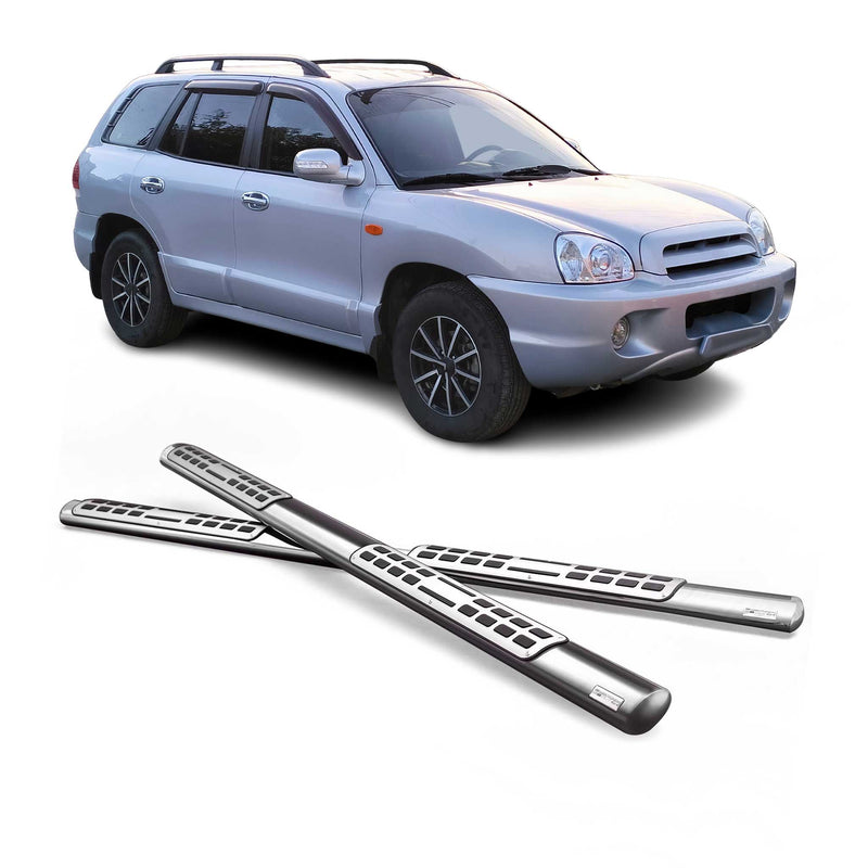 Marchepieds Latéraux pour Hyundai Santa Fe 2006-2009 Acier Inoxy Argent