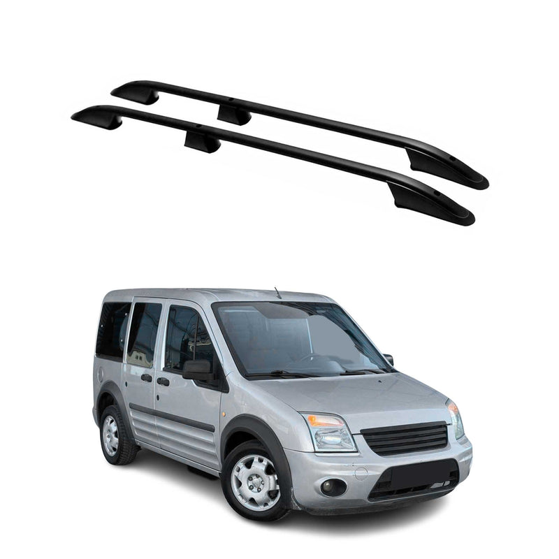 Barres de toit longitudinales pour Ford Connect 2002-2013 L1 Court Alu Noir 2Pcs