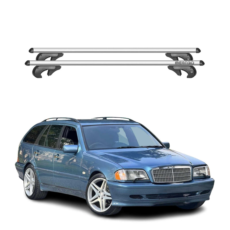 Barres de toit pour Mercedes C Klasse S202 Kombi 1996-2001 90kg Alu Gris
