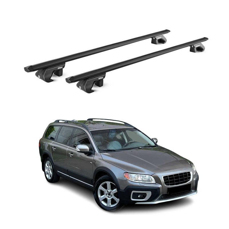 Barres de toit transversales ABE pour Volvo XC70 2007-2016 5 P Alu Noir 2x