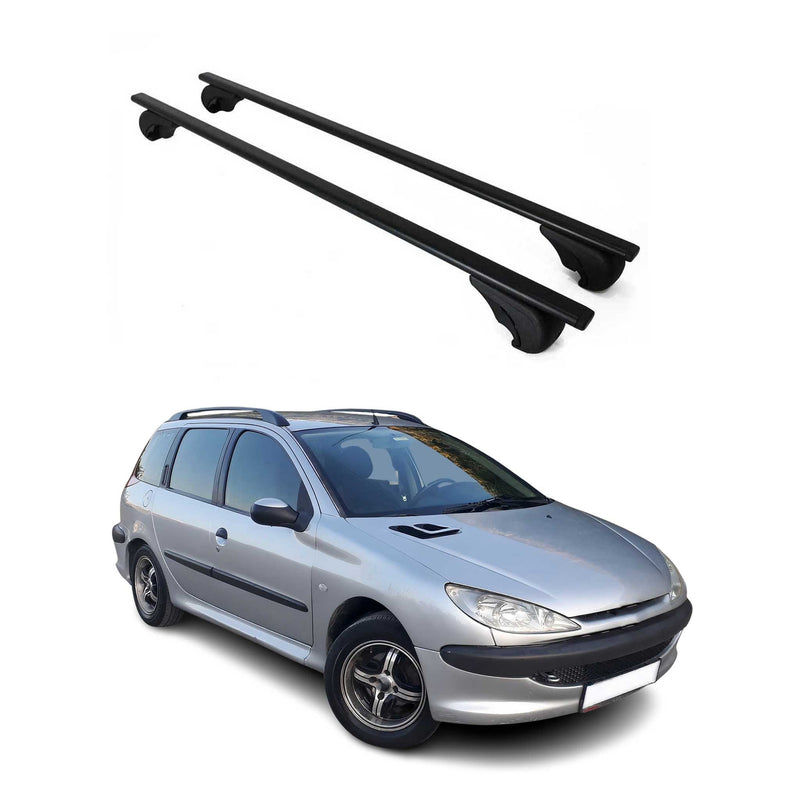 Barres de toit Transversales pour Peugeot 206 Break 2002-2007 Fer Noir