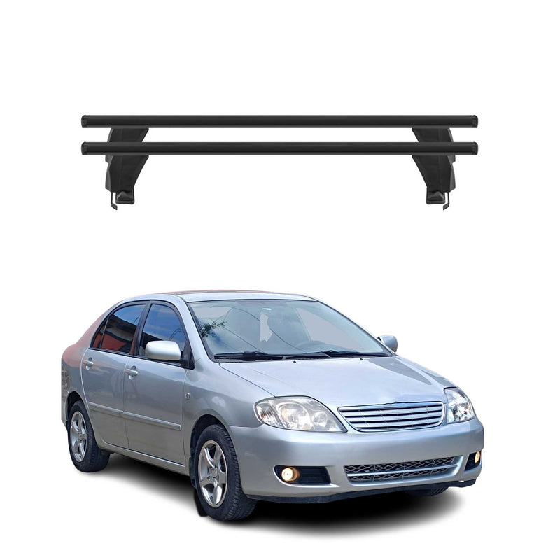 Menabo Barres de toit Transversales pour Toyota Corolla Berline 2002-2019 Noir