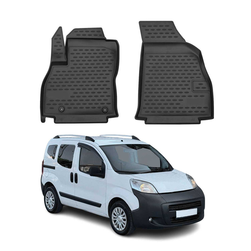 Tapis de sol pour Peugeot Bipper 2008-2021 1ère rangée caoutchouc TPE 3D Noir 2x