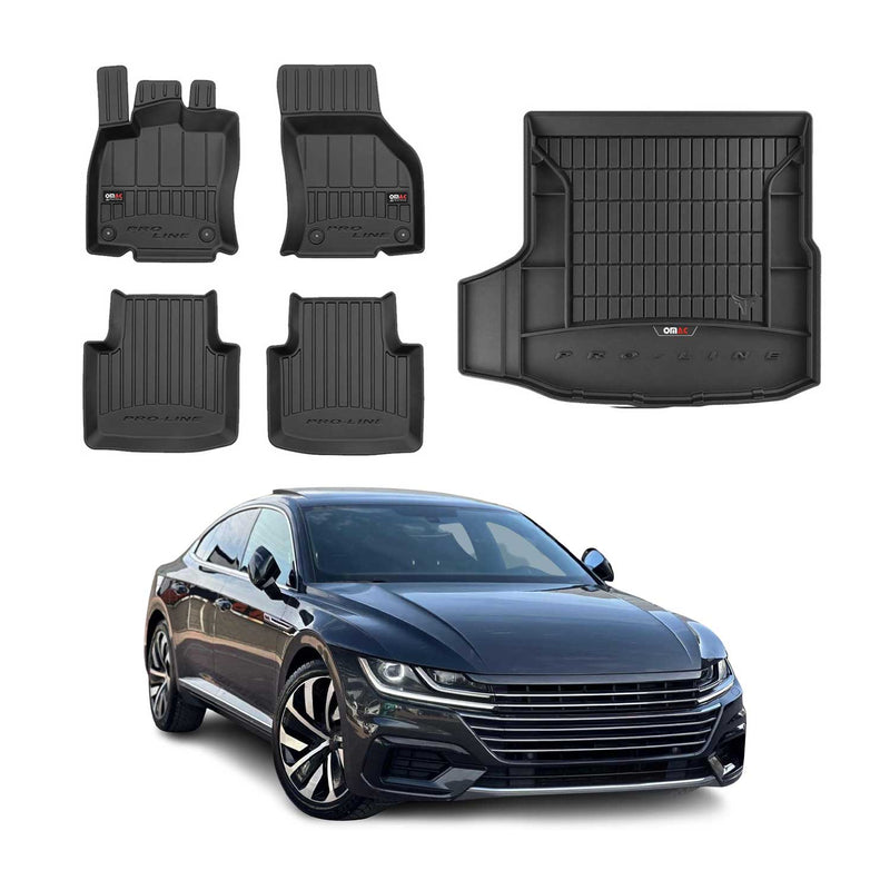 Kit Tapis de Sol et Coffre pour VW Arteon 2017-2022 TPE Noir