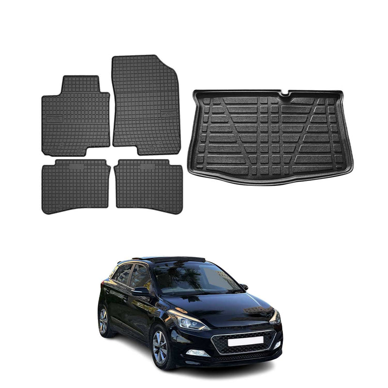 Kit Tapis de sol et coffre pour Hyundai i20 2014-2024 TPE Noir
