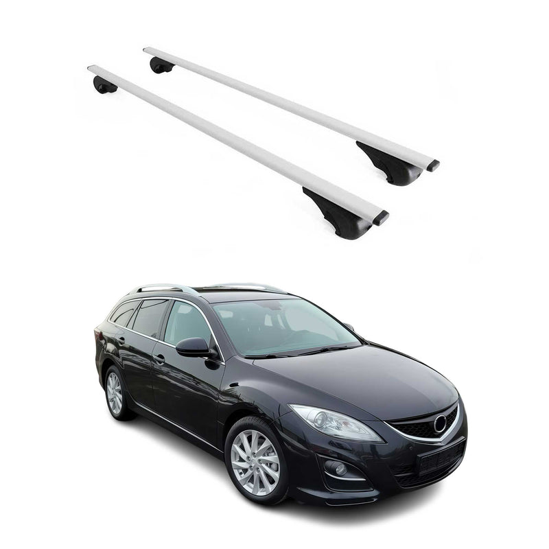 Barres de toit Transversales pour Mazda 6 Break 2007-2013 Fer Argent