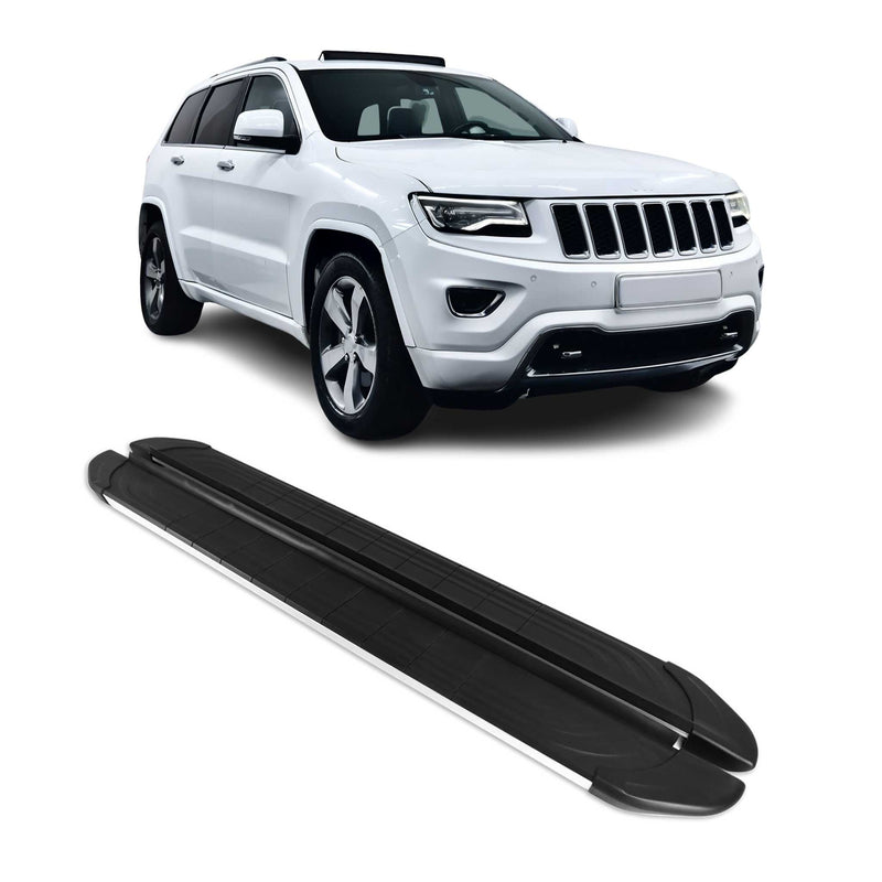 2011-2021 Jeep Grand Cherokee Marchepieds Latéraux Alu Gris Noir 2Pcs