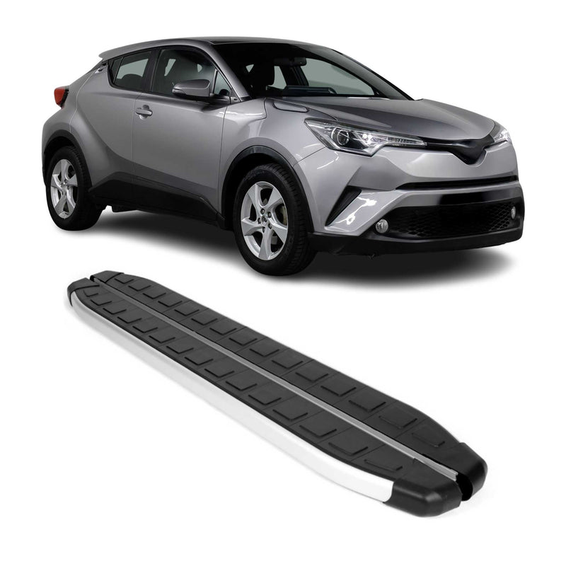 Marchepieds Latéraux pour Toyota C-HR Hybrid 2016-2024 Alu Noir Gris 2Pcs