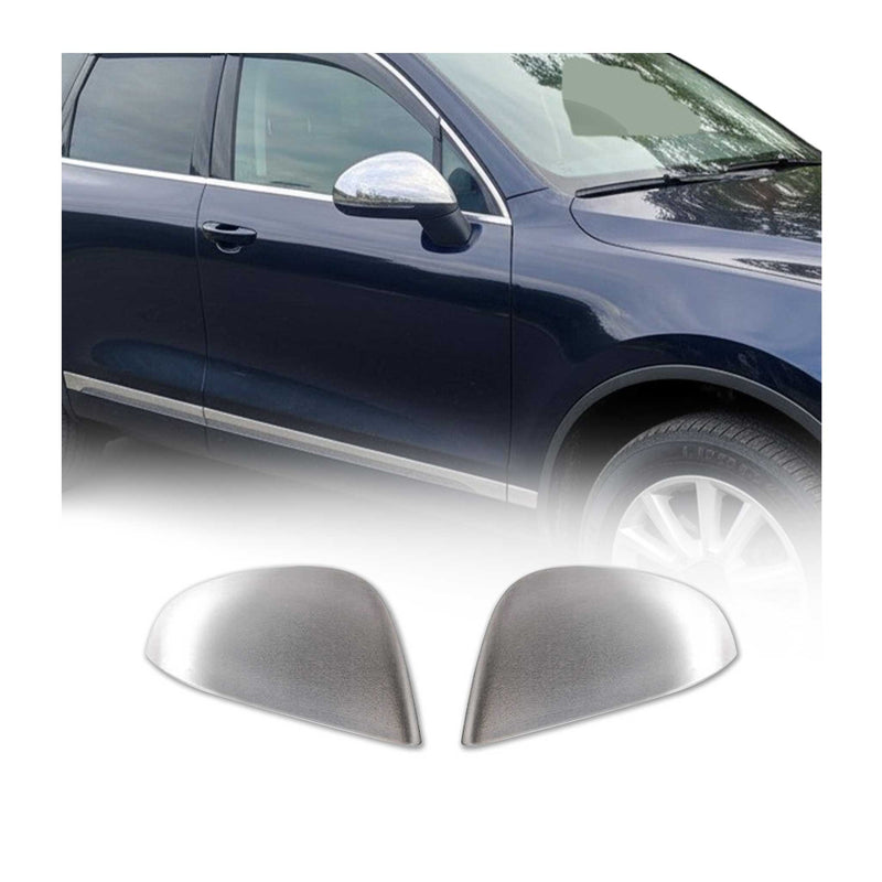 Coques de Rétroviseurs pour VW Touareg II 2x Acier Inox Chromé Foncé