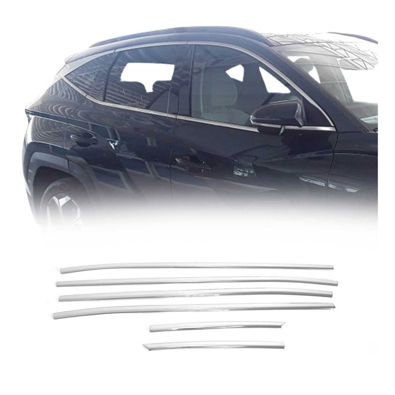 Garniture de Fenêtre pour Hyundai Tucson SUV 2022-2025 Acier Inox Brillant 6x