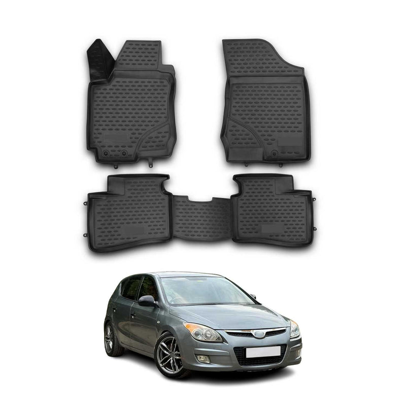 Tapis de sol pour Hyundai i30 2007-2012 en caoutchouc TPE 3D Noir 4Pcs