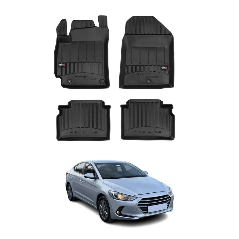 OMAC Tapis de sol caoutchouc pour Hyundai Elantra Berline 2016-2020 Noir Premium