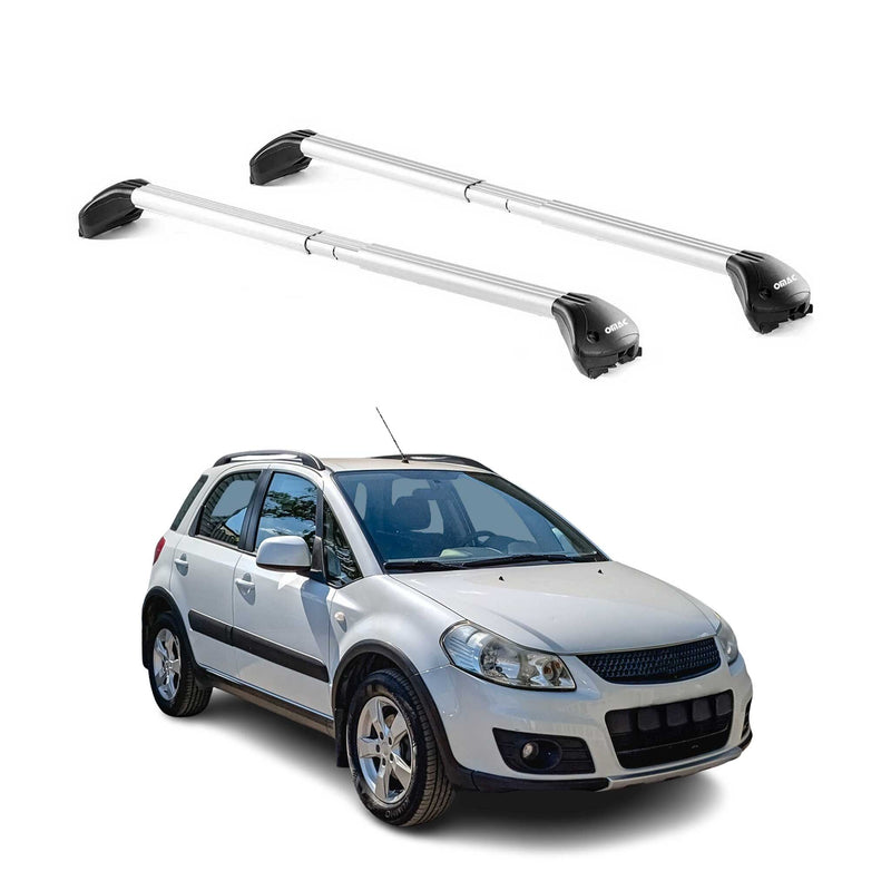 Barres de toit pour Suzuki SX4 EY-GY 2006-2014 5P Gris Argenté 2 pièces ABE