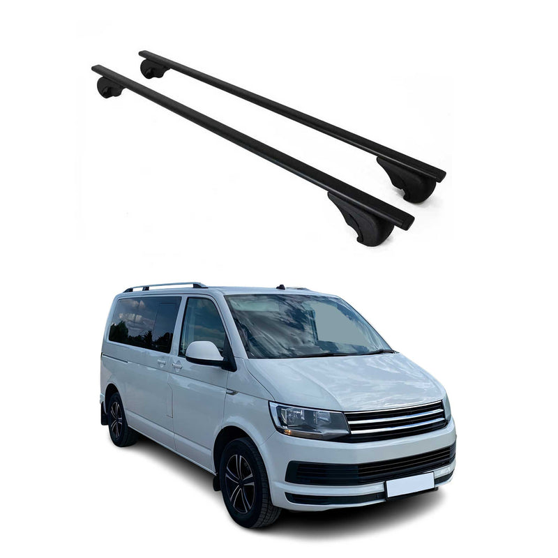 Barres de toit Transversales pour VW Multivan Caravelle T6 Fer Noir