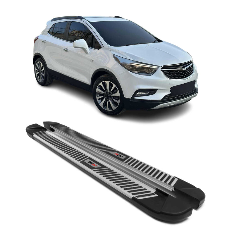 Marchepieds Latéraux pédale pour Opel Mokka 2012-2019 Noir Gris Aluminium 2Pcs