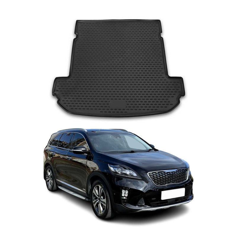 Tapis de Coffre pour Kia Sorento III 2015-2020 7Places en caoutchouc TPE 3D Noir