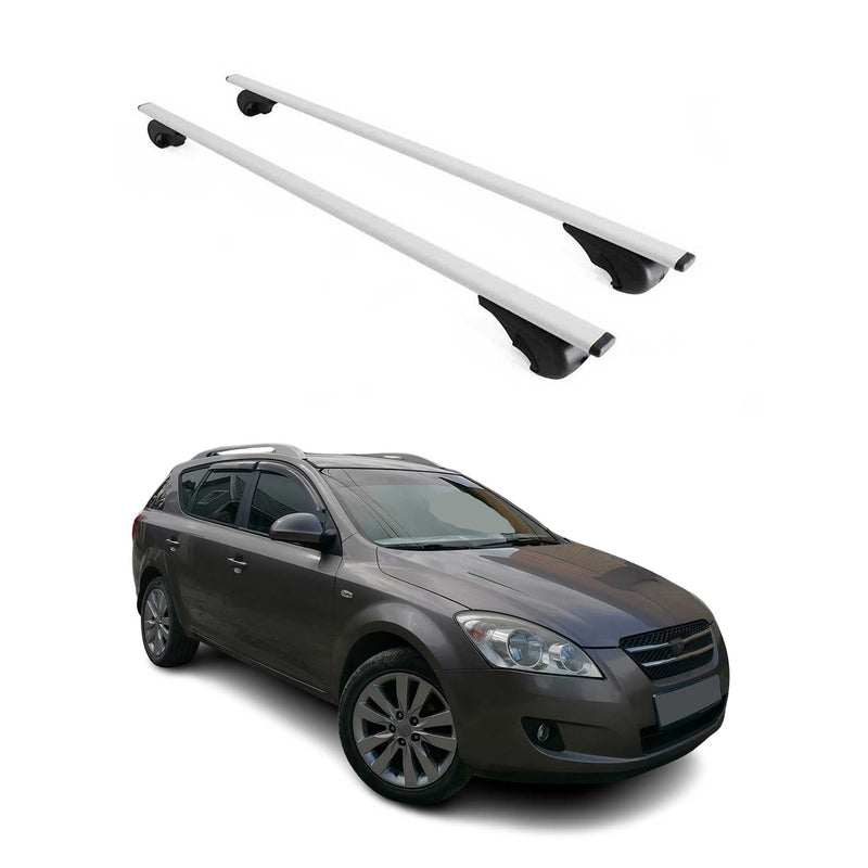 Barres de toit Transversales pour Kia Ceed Break 2007-2012 Fer Argent